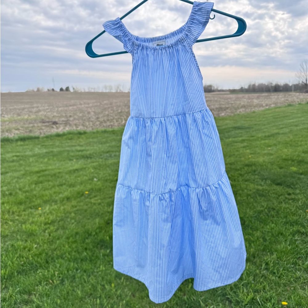Blue Striped Girls Size 8 Dress